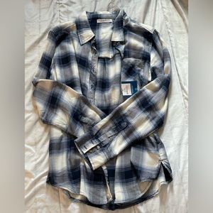 Blue and White Oversized Flannel